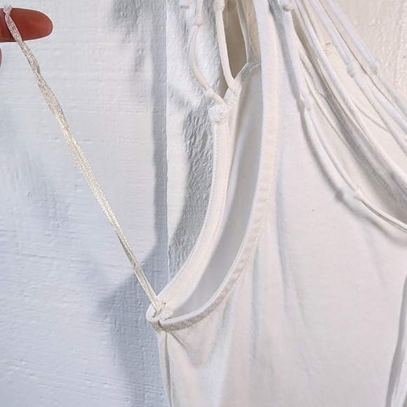 IN EXTENSO White Tank Top Dress Beads Fringe - Picture 6 of 12
